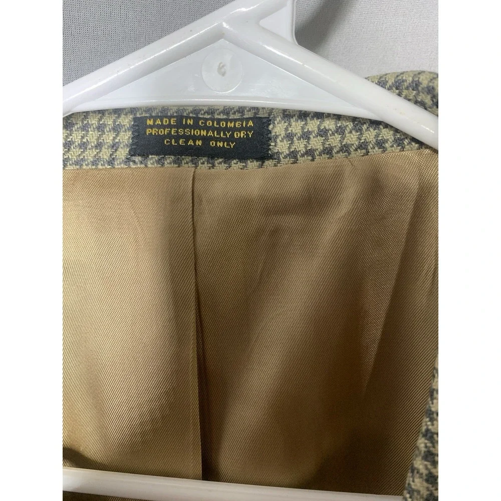 Mens Large Hounds Tooth Tan Suit Jacket Lana Moda Italy Sports Coat‎ Blazer VTG